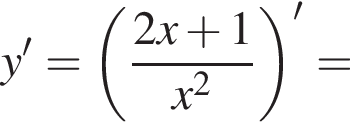 y' = левая круглая скобка дробь: числитель: 2x плюс 1, знаменатель: x в квадрате конец дроби правая круглая скобка ' =