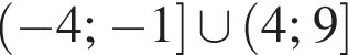  левая круг­лая скоб­ка минус 4; минус 1 пра­вая квад­рат­ная скоб­ка \cup левая круг­лая скоб­ка 4; 9 пра­вая квад­рат­ная скоб­ка 